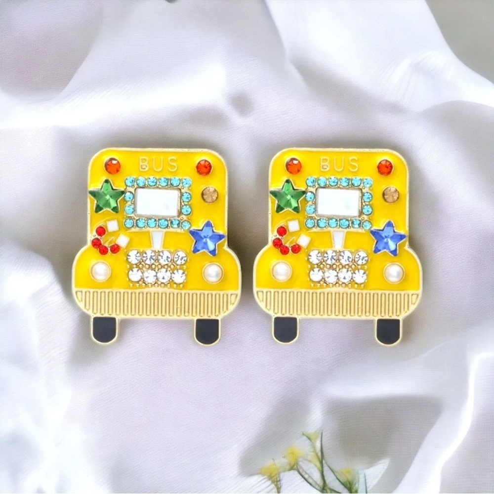 Sparkly School Bus Driver Earrings - Show Your Love on the Road! 🚌 NWT